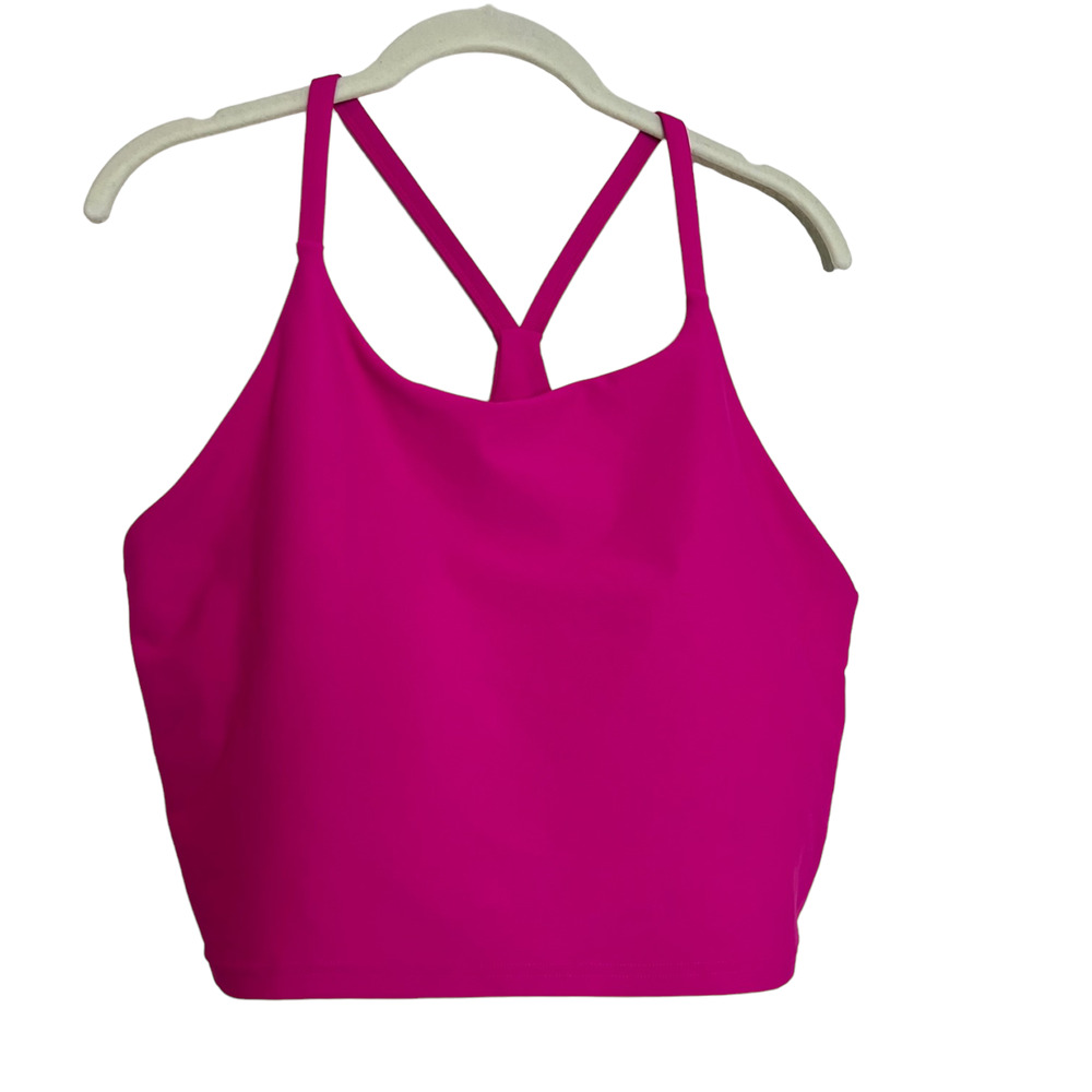 Old Navy Active Womens Cropped Tank Top Shelf Bra 1X Pink PowerSoft